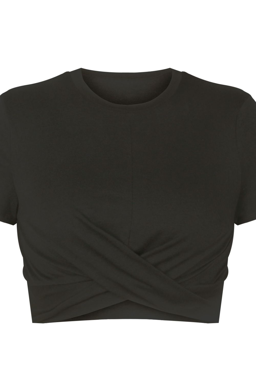 Camiseta cruzada de manga corta con cuello redondo