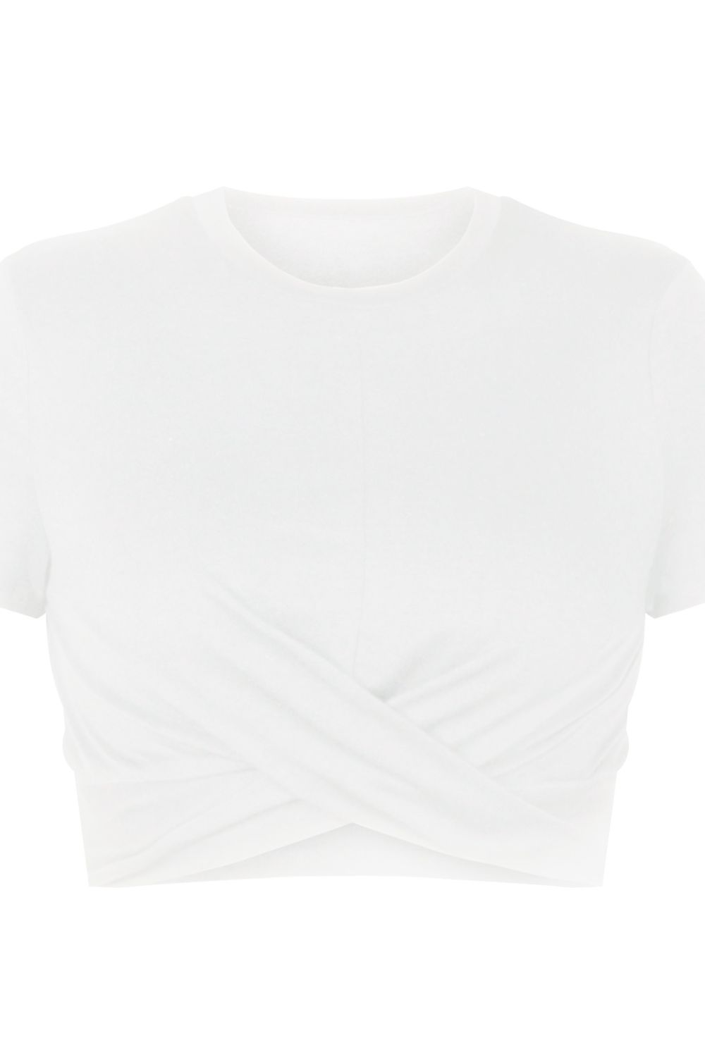 Camiseta cruzada de manga corta con cuello redondo