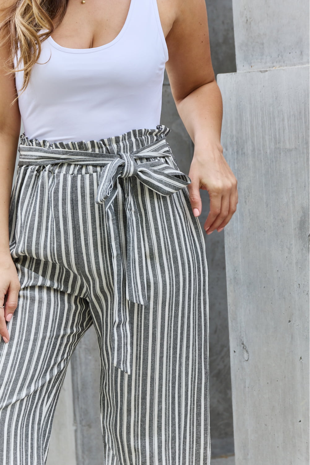 Waist Striped Culotte Pants