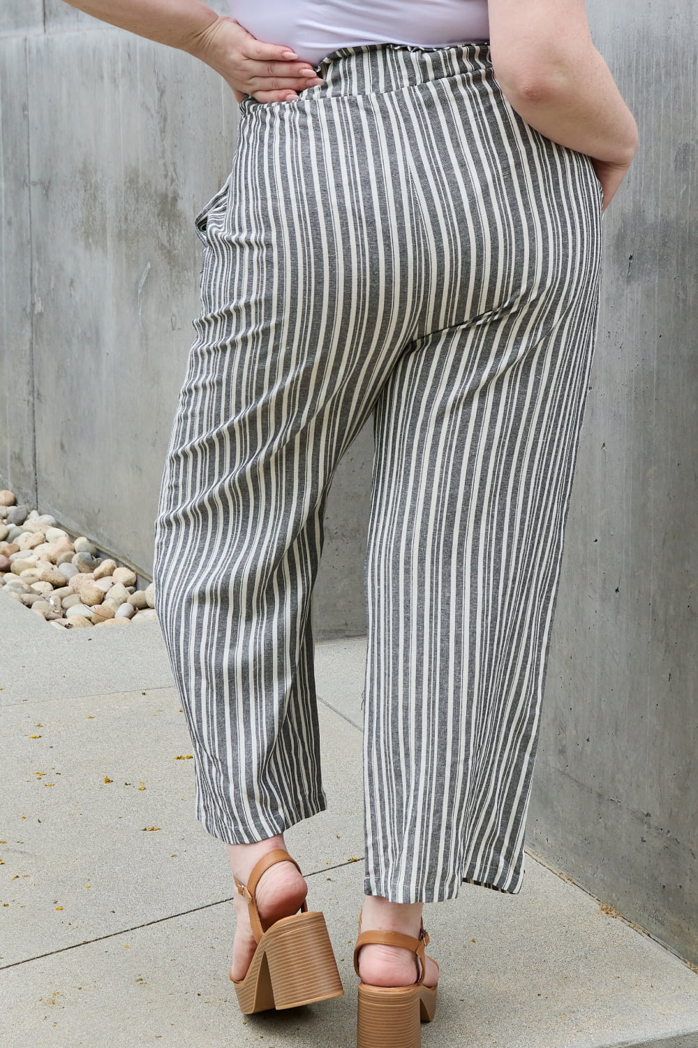 Waist Striped Culotte Pants