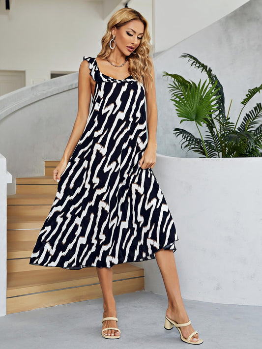 Two-Tone Low Back Midi Dress